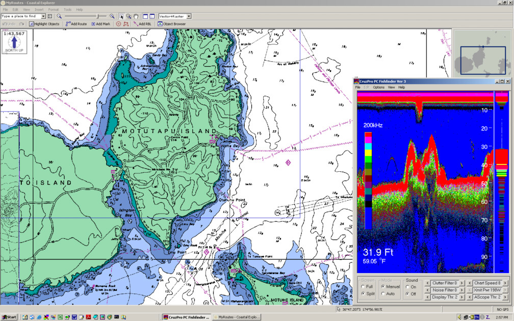 PcFF80 PC Fish Finder window on chart
