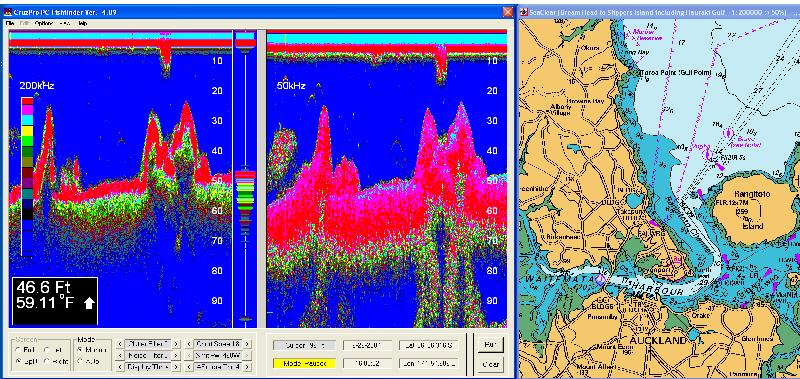 PcFF80 PC Fish Finder with charting on same screen