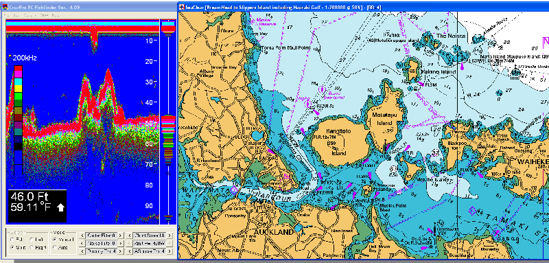 PcFF80 PC Fish Finder with charting on same screen